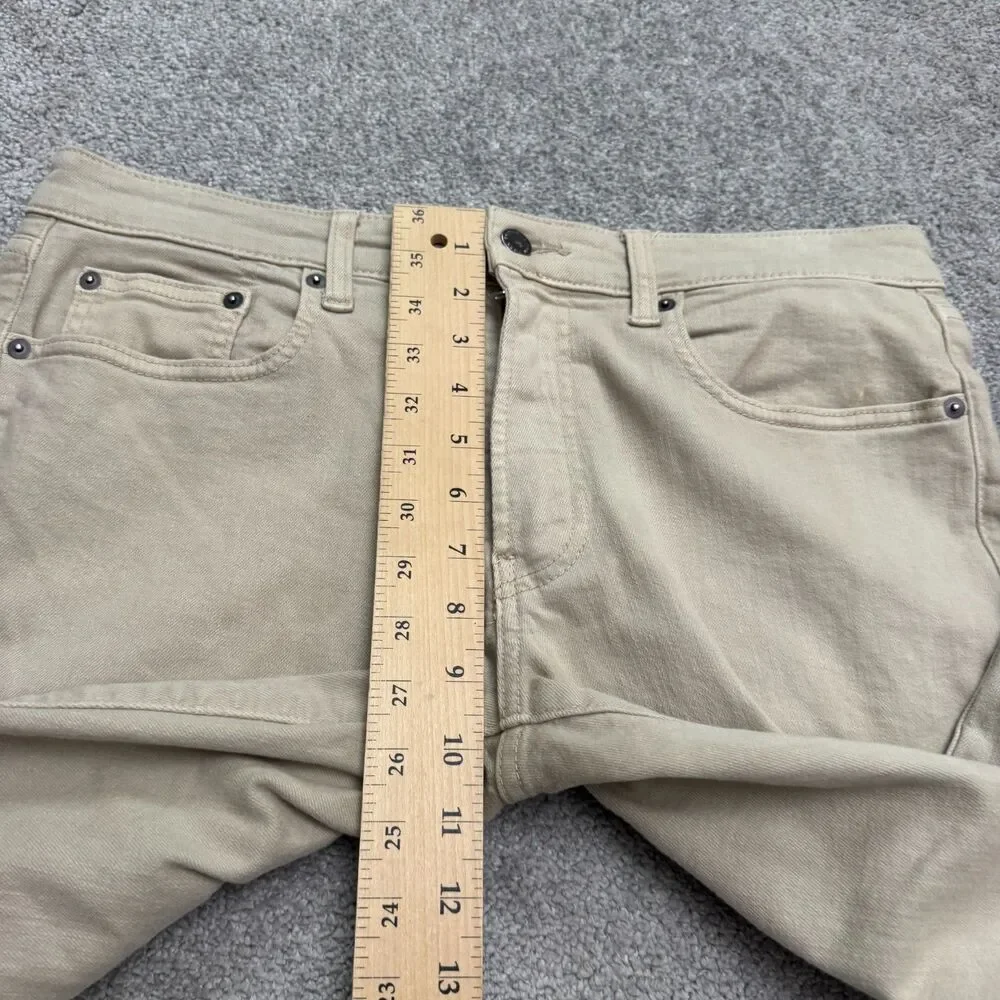Bonobos Slim Fit Denim Jeans Mens 34x32 Khaki Beige Straight Leg Stretch Cotton